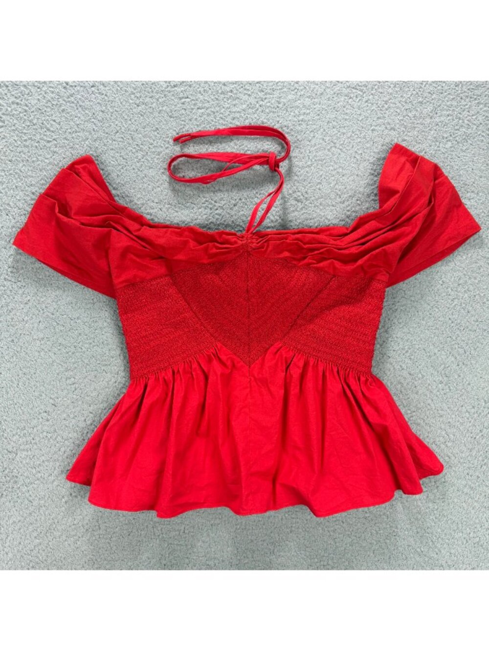 Tanya Taylor Top Womens 6 Red Kirsten Poplin Crop Halterneck Halter Blouse Shirt